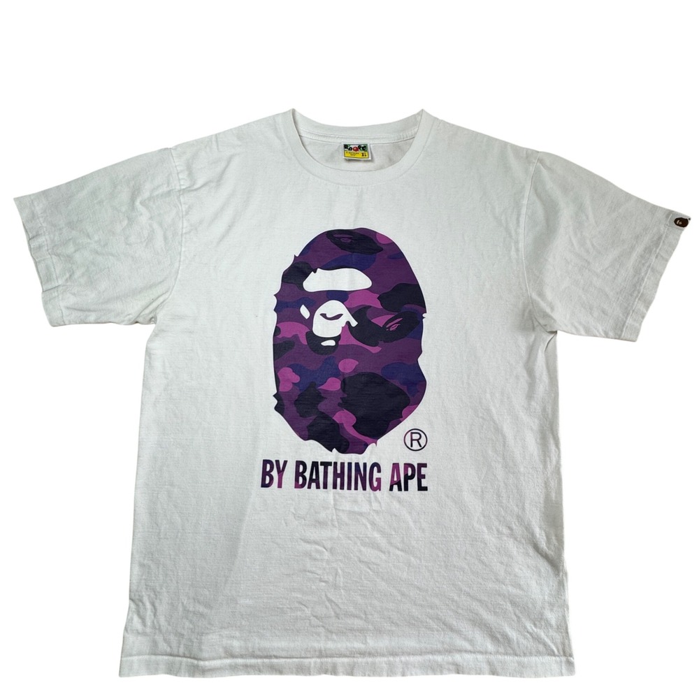 BAPE‎ By Bathing Ape Big Ape Head Purple Camo White T-Shirt Men's XL Streetwear
